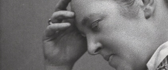 Black and white photo of a woman in profile