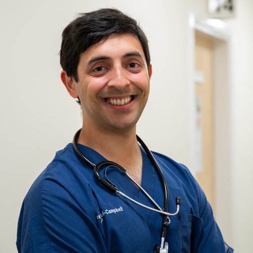 A head and upper body photograph of RCGP Officer Dr Thomas Patel-Campbell.