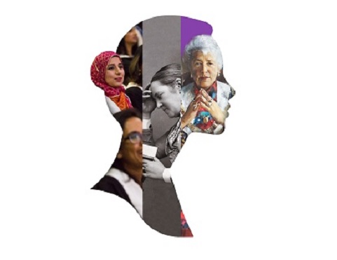 A collage of female doctors framed within the profile silhouette of a woman.